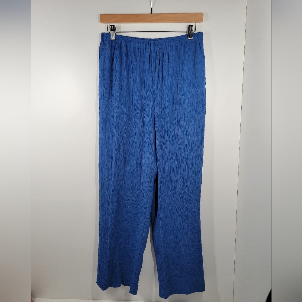 NEW Everlane Naia Ripple Pant Blue Wide Leg Stretch Comfort Pants Women Sz Small